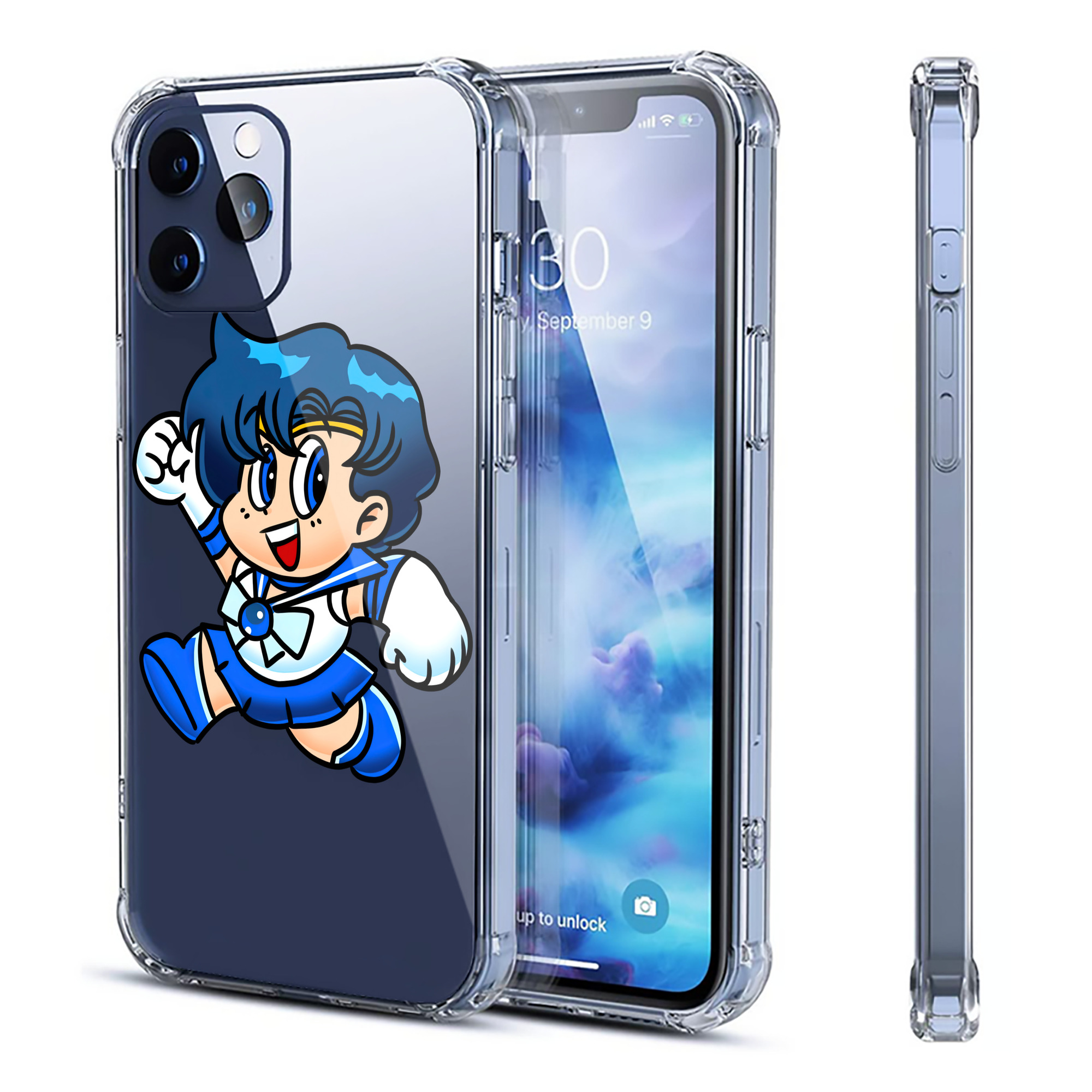 （画像用） 美少女戦士セーラームーン 水野 亜美 みずの あみ Sailor Moon Mizuno Ami 【iPhone 12シリーズ対応】透明スマホケース（クリアソフトケース）